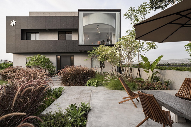 HAION company building and landscaped courtyard